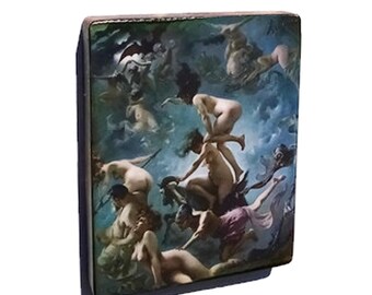 Luis Ricardo Falero Witches on the Way to the Sabbath Tree Plaque Wall Poster A work of art made of wood Wooden plaque is a translation of