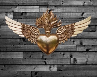 Hand-Painted Resin Sacred Heart Wall Plaque, Catholic Home Decor