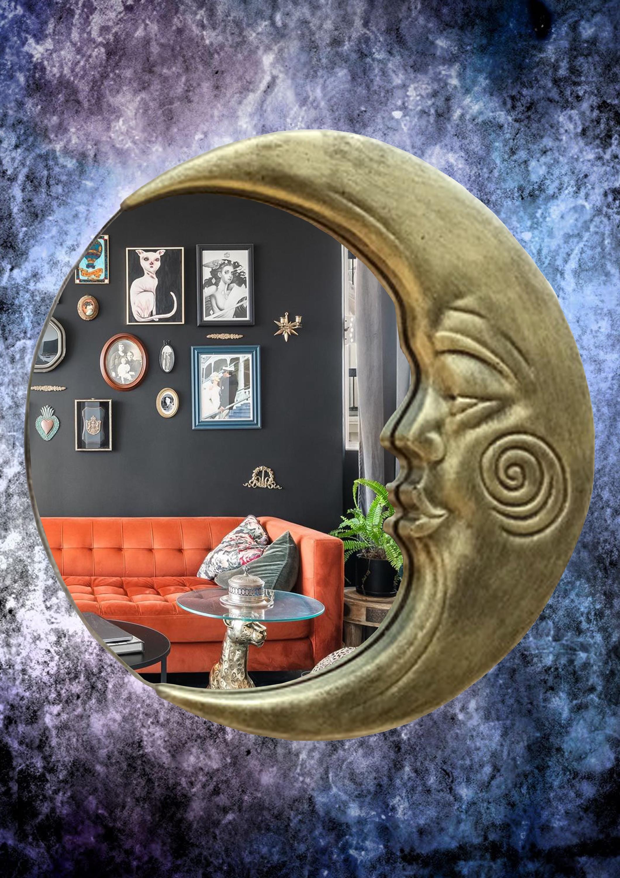 Moon Eye Mirror • Crescent Moon Wall Decor • Witchy Resin Mirror