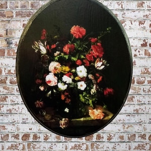 Blumen Stillleben Wandrelief: Vintage Dark Academia Art