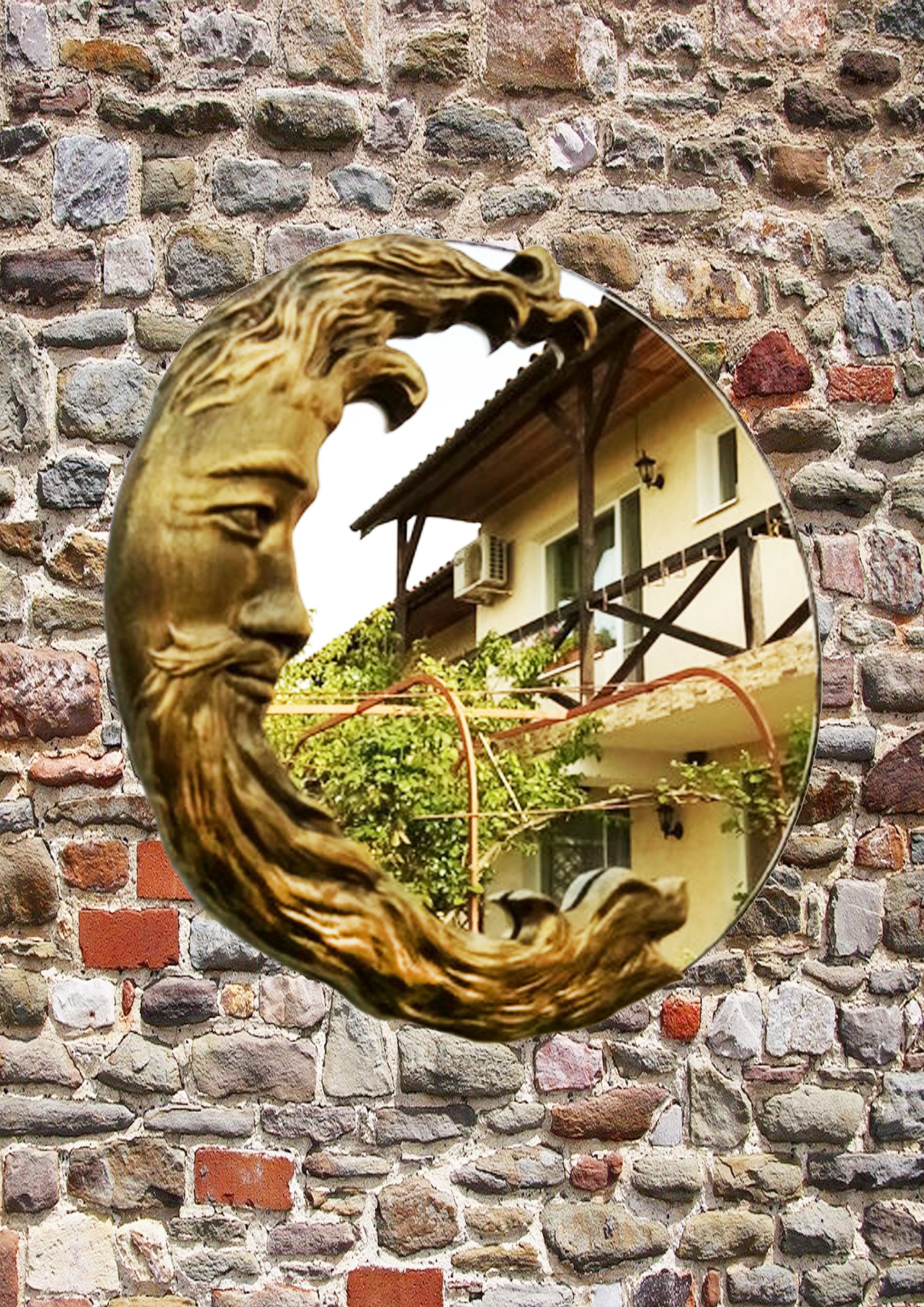 Bronze Moon, Celestial mirror, crescent moon mirror, moon mirror, mirror , resin mirror patio mirror art Nouveau mirror
