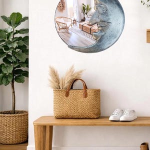 Handmade Crescent Moon Mirror • Silver Resin Celestial Wall Art image 13