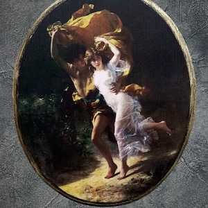 Cuadro con marco de madera ovalado, impresión artística, decoración del hogar montada en la pared, placa de pared de estilo antiguo vintage hecha a mano, pieza de arte de madera.