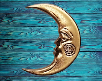 Golden Moon Wall Decor Crescent Resin Moon Moonlight Wall Decor Crescent Moon Wall Art Resin Wall Painting  Moon Sign Children&#39;s Decor