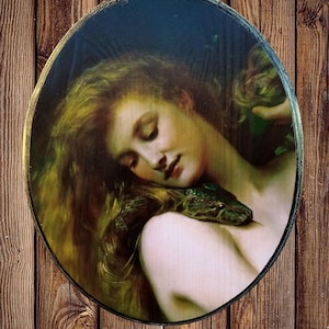 Lilith Wood Oval Plaque Wall Poster A work of art made of wood Wooden plaque is a translation of handmade photographs Oval PaintingArt Print