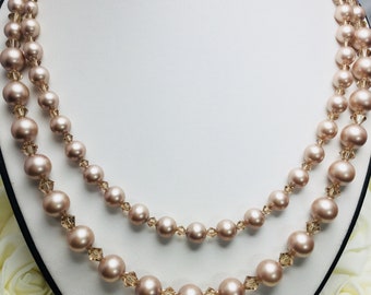 Swarovski Almond Pearl and Crystal Muli Strand Necklace