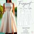 Celine Midi Dress ,Vintage Dress,Wedding,Honeymoon ,Engagement,Bachelorette Party Dress ,PDF pattern,A0 A4 US Letter Format-Size:US 2 to 30