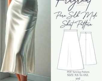 Pure Midi Skirt Pattern| Satin Skirt Sewing Pattern | Silk Skirt Sewing Pattern | A Line Skirt Pattern | PDF Digital Sewing Pattern