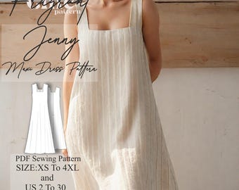 Square Neck Dress Sewing Pattern | Maxi Dress Sewing Pattern | Women Dress Sewing Pattern | Summer Dress Pattern| PDF Digital Sewing Pattern