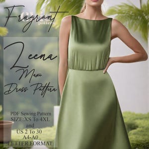 Boat Neck Dress Sewing Pattern, Maxi Dress Sewing Pattern, Women Dress Pattern, Prom Dress, Wedding Guest Dress, PDF Digital Sewing Pattern