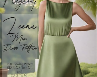 Boat Neck Dress Sewing Pattern, Maxi Dress Sewing Pattern, Women Dress Pattern, Prom Dress, Wedding Guest Dress, PDF Digital Sewing Pattern