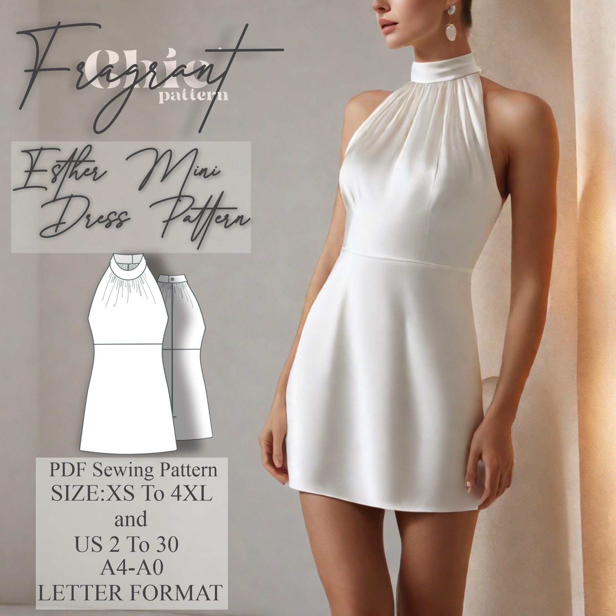 Halter Neck Dress Sewing Pattern | Mini Dress Sewing Pattern