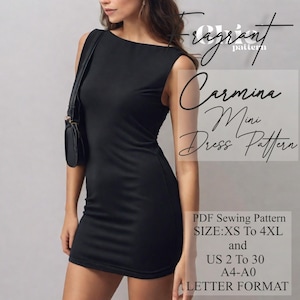 Boat Neck Dress Sewing Pattern,Mini Dress Pattern,Women Dress Pattern,Bodycon Dress Pattern,Easy Sewing Pattern,Digital PDF Sewing Pattern