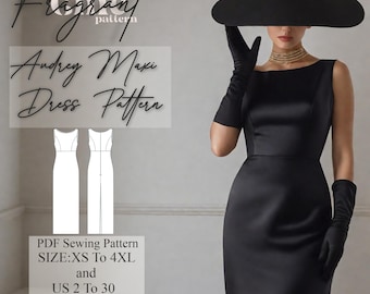 Boat Neck Dress Sewing Pattern | Maxi Dress Sewing Pattern | Women Dress Sewing Pattern | Prom Dress Pattern | Digital PDF Sewing Pattern