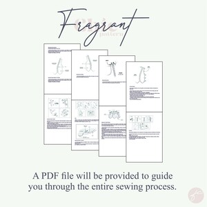 Puede incluir: Un conjunto de instrucciones de costura para un patr&oacute;n de prenda llamado "Fragrant". Las instrucciones se dividen en varias p&aacute;ginas con diagramas y texto. Se proporcionar&aacute; un archivo PDF para guiarte a trav&eacute;s de todo el proceso de costura.