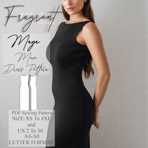 Boat Neck Dress Pattern, Maxi Dress Sewing Pattern, Easy Sewing Pattern, Women Dress Sewing Pattern, Bodycon Dress Pattern, Digital Pattern