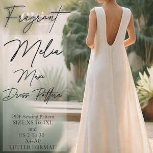 Backless Dress Pattern, Maxi Dress Sewing Pattern, Women Dress Sewing Pattern, Prom Dress Pattern, Linen Dress, PDF Digital Sewing Pattern