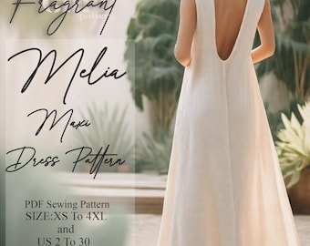 Backless Dress Pattern, Maxi Dress Sewing Pattern, Women Dress Sewing Pattern, Prom Dress Pattern, Linen Dress, PDF Digital Sewing Pattern