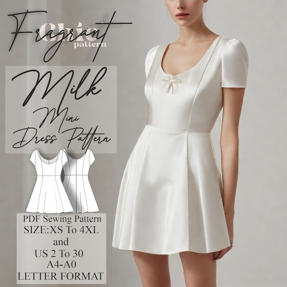 Mini Dress Sewing Pattern, Scoop Neck Dress Pattern, Women Dress Sewing  Pattern,milkmaid Dress Pattern,prom Dress,pdf Digital Sewing Pattern - Etsy