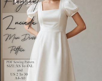 Dress Sewin Pattern | Maxi Dress Sewing Pattern | Square Neck Dress Sewing Pattern | Women Dress Sewing Pattern | Digital PDF Sewing Pattern