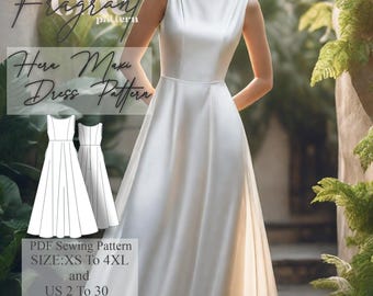 Boat Neck Dress Sewing Pattern, Maxi Dress Sewing Pattern, Women Dress Sewing Pattern, Prom Dress, Evening Dress, Digital PDF Sewing Pattern