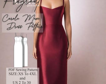 Prom Dress Sewing Pattern , Maxi Dress Sewing Pattern , Strap Dress Sewing Pattern , Women Dress Sewing Pattern , PDF Digital Sewing Pattern