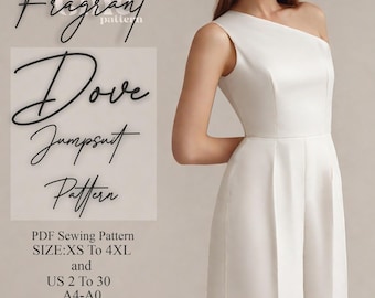 Jumpsuit Pattern | Sewing Pattern | One Shoulder Jumpsuit Pattern | Sewing Patterns for Women | Overall Pattern | PDF Digital Sewing Pattern