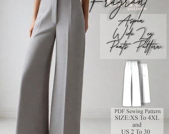 Wide Leg Pants Sewing Pattern,Trousers Pattern,Women Pants Pattern,Women Sewing Patterns,PDF Digital Sewing Pattern