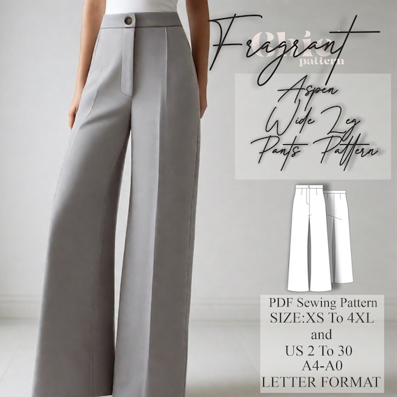 Wide Leg Pants Sewing Pattern,Trousers Pattern,Women Pants Pattern,Women Sewing Patterns,PDF Digital Sewing Pattern