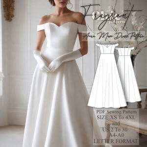 Off Shoulder Dress Sewing Pattern,Sweetheart Neck Dress,Maxi Dress Pattern,Wedding Guest Dress,Prom Dress Pattern,PDF Digital Sewing Pattern