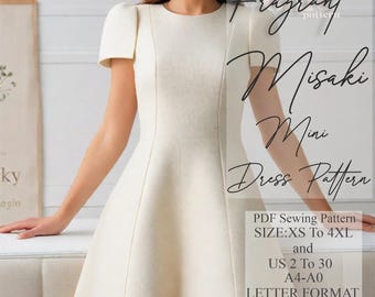 Patron de couture de robe | Patron de couture pour mini robe | Patron de couture pour robe femme | Téléchargement instantané | Patron de couture numérique PDF