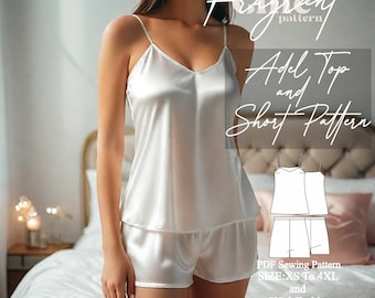Nightwear Sewing Pattern,Women Top and Shorts Pattern,Sleepwear Pattern,Nighty Pattern,Women Pajamas Pattern,PDF Digital Sewing Pattern