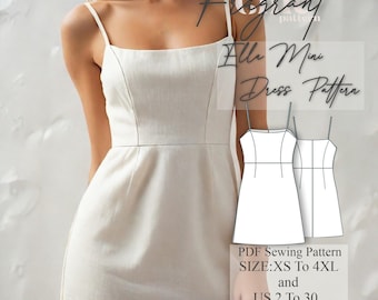 Strap Dress Sewing Pattern | Mini Dress Pattern | Women Dress Sewing Pattern | Prom Dress Pattern|Sewing Patterns|PDF Digital Sewing Pattern
