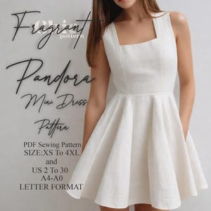 Square Neck Dress Sewing Pattern, Mini Dress Sewing Pattern, Women Dress Sewing Pattern, Linen Dress Pattern, Digital PDF Sewing Pattern