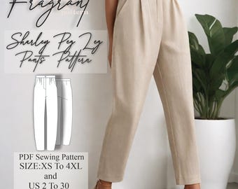 Pant Sewing Pattern | Trousers Sewing Pattern | Pleated Peg Leg Pants Pattern | Women Pants Sewing Pattern | PDF Digital Sewing Pattern
