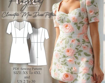 Mini Dress Pattern,Milkmaid Dress,Babydoll Dress,Linen Mini Dress,Cottagecore Dress,Fairy Dress,Graduation Dress,PDF Digital Sewing Pattern