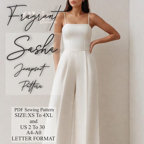 Formal Jumpsuit Sewing Pattern | Womens Jumpsuit Pattern | Sewing Patterns | Strap Jumpsuit Sewing Pattern | Prom Jumpsuit Pattern