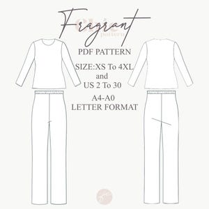 Female Pyjamas Pattern Pajama Set Sewing Pattern,nightwear Pattern,pyjama Sleepwear Pattern ...