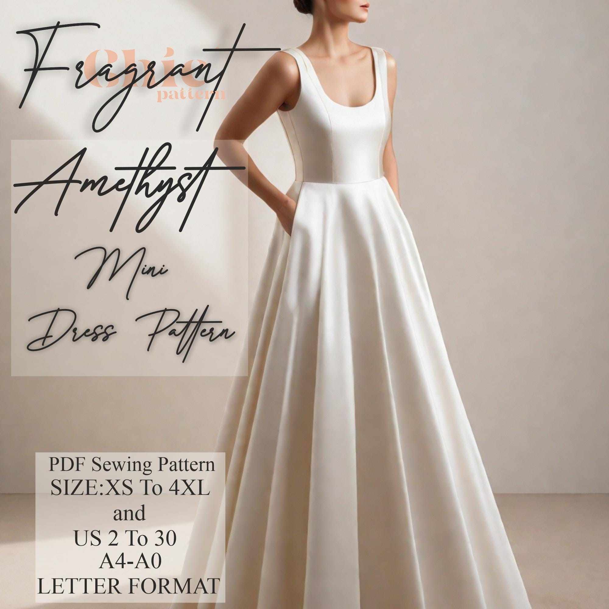 Maxi Dress Sewing Pattern, Scoop Neck Dress Pattern, Women Dress Sewing Pattern, Prom Dress Pattern,Dress Pattern,PDF Digital Sewing Pattern
