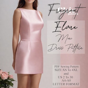 Boat Neck Dress Sewing Pattern, Mini Dress Sewing Pattern, Women Dress Pattern, Prom Dress, Formal Dress Pattern, PDF Digital Sewing Pattern
