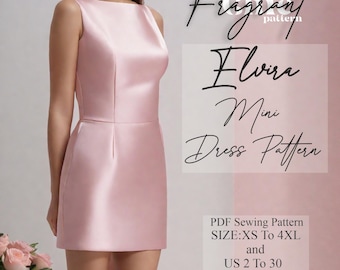 Boat Neck Dress Sewing Pattern, Mini Dress Sewing Pattern, Women Dress Pattern, Prom Dress, Formal Dress Pattern, PDF Digital Sewing Pattern