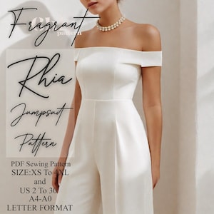 Jumsuit Sewing Pattern , Off Shoulder Jumpsuit Pattern , Sewing Patterns , Sewing Patterns for Women , PDF Digital Sewing Pattern