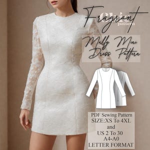Mini Dress Sewing Pattern | Long Sleeve Dress Pattern | Women Dress Sewing Pattern | Instant Download | Digital PDF Sewing Pattern