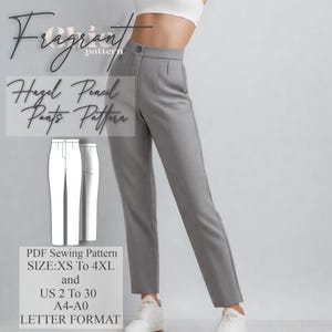 Women Pants Sewing Pattern, Trousers Sewing Pattern, Slim Fit Pants Pattern , High Waisted Pants, Sewing Pattern, PDF Digital Sewing Pattern