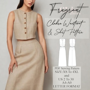 Patrón de costura de chaleco / Patrón de costura para mujer / Patrón de costura de falda / Patrón de chaleco / Patrones de costura / Patrón de costura digital en PDF