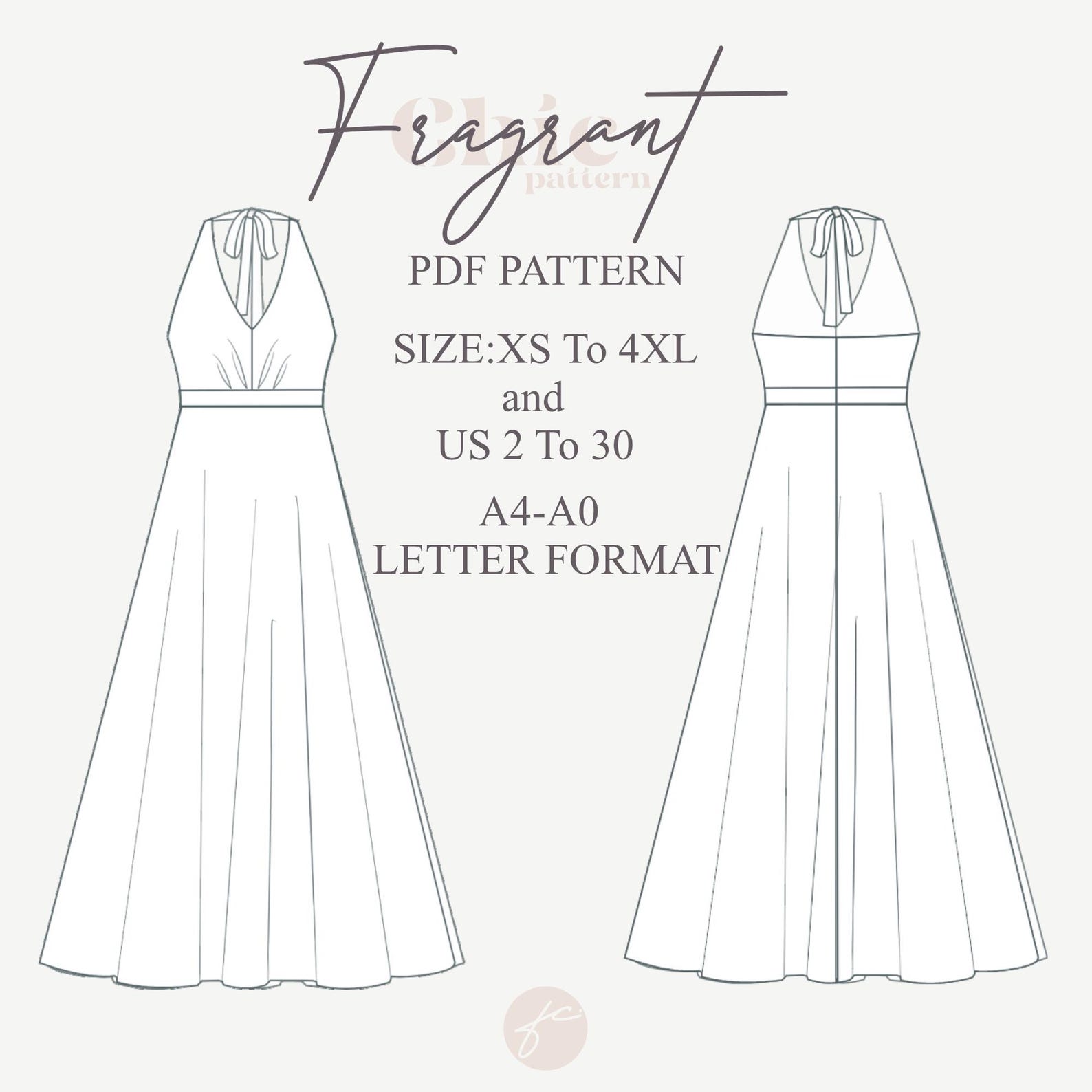 Halter Neck Dress Sewing Pattern | Maxi Dress Sewing Pattern | Women ...