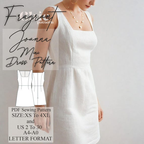 Square Neck Dress Sewing Pattern | Mini Dress Sewing Pattern | Women Dress  Sewing Pattern | Linen Dress Pattern | PDF Digital Sewing Pattern - Etsy