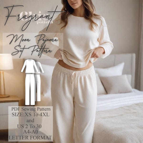 Pajama Set Sewing Pattern,Nightwear Pattern,Pyjama Sleepwear Pattern,Nighty Sewing Pattern,Women Pajamas Pattern,PDF Digital Sewing Pattern