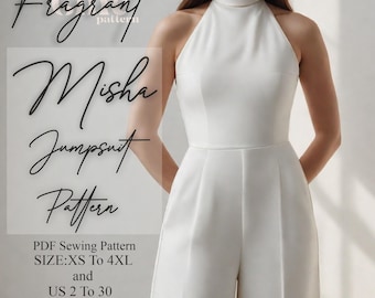 Jumpsuit Sewing Pattern, Halter Neck Jumpsuit Sewing Pattern,Women Sewing Pattern, Dress Pattern,Overalls Pattern,PDF Digital Sewing Pattern