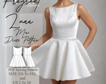 Boat Neck Dress Sewing Pattern | Mini Dress Sewing Pattern | Women Dress Sewing Pattern | Prom Dress Pattern | Digital PDF Sewing Pattern